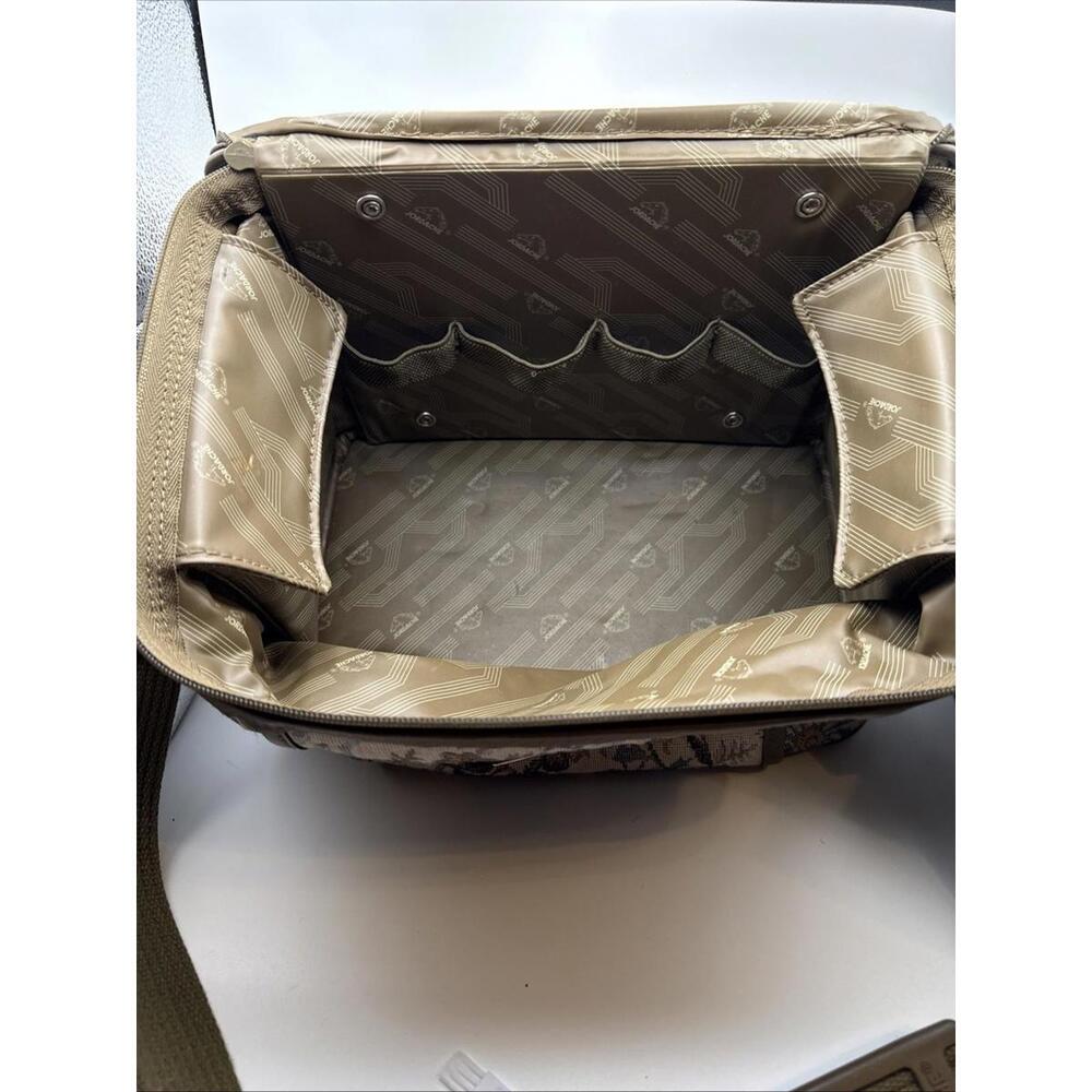 Vintage 80s Jordache Carrying Makeup Case/Luggage Hard Bottom &Back, Brown /Blue - Picture 4 of 5